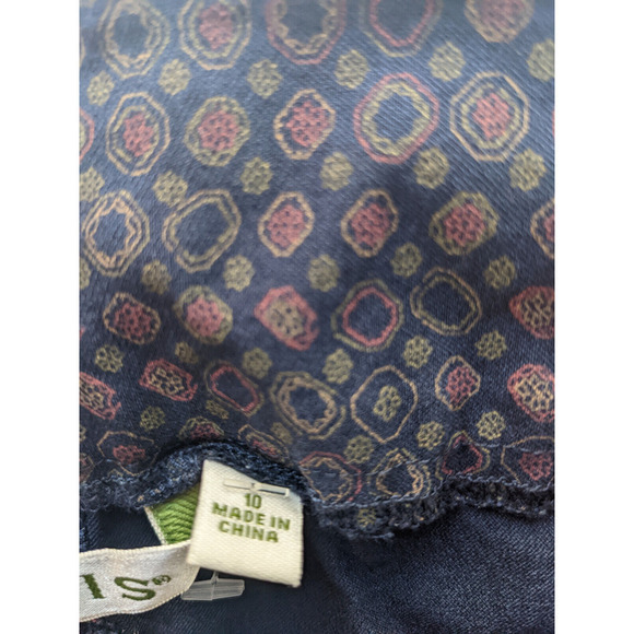 Orvis Pull On Pants Navy Burgundy Print 10 Stretch Comfort Skinny Tie Print - Picture 3 of 8